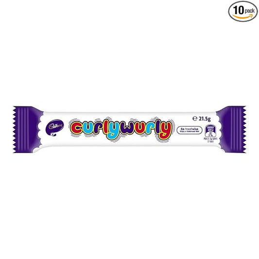 10-Bar Cadbury Curly Wurly British Milk Chocolate Bar 26g