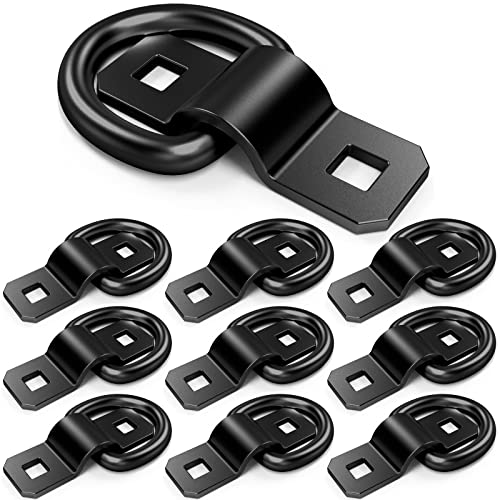 10 PCS 3/8" Heavy Duty D Rings Tie Down Anchors for Trailer Truck Cargo D-Rings Durable Black Tie Downs Ring 6000 Pound Breaking Strength